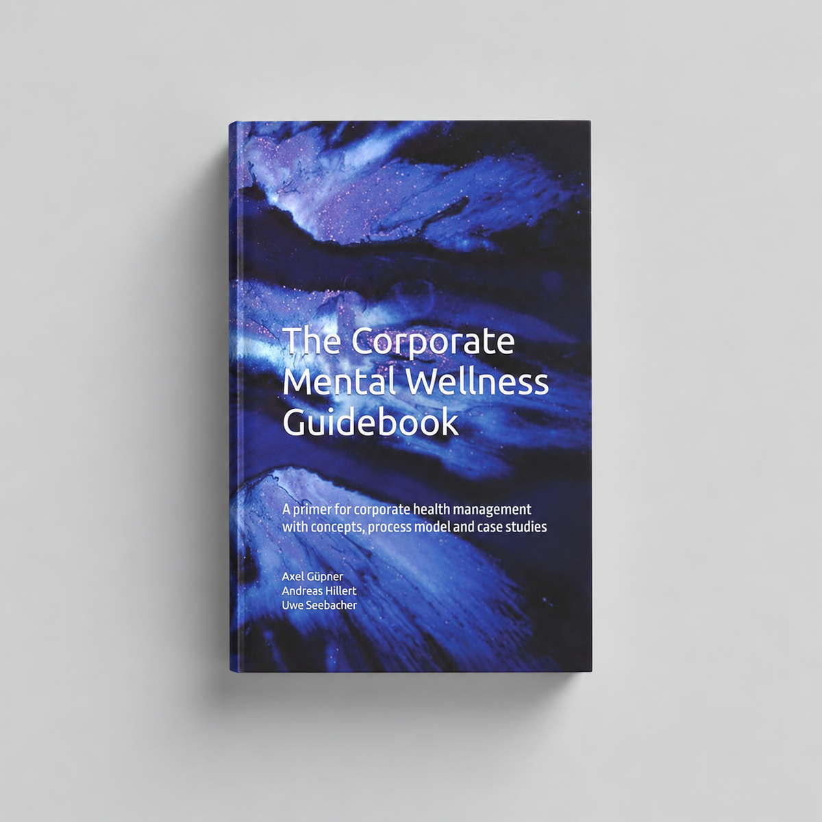 The Corporate Mental Wellness Guidebook: A primer for corporate health management with concepts, process model and case studies – Buch auf hellgrauem Hintergrund